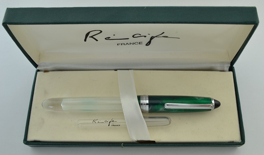 Recife Crystal Fountain Pen - Green, Eyedropper Filler (Excellent in Box, Works Well)