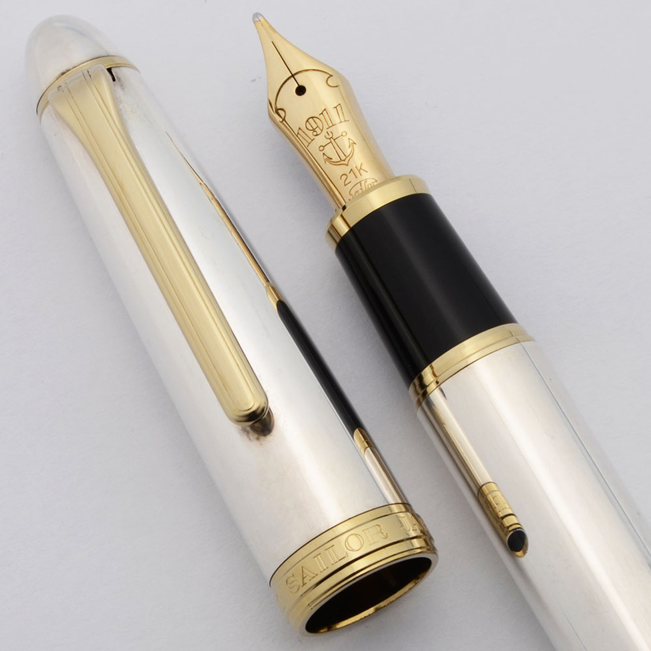 Sailor 1911 Profit Sterling Fountain Pen - Senior Nagahara Naginata Togi Broad 21k Nib (Excellent + in Box, Works Well)