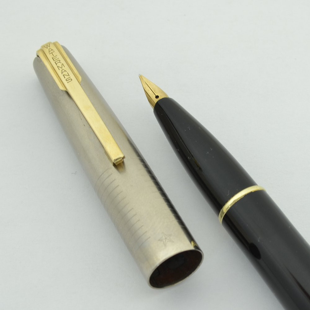 Waterman Taperite Fountain Pen - Black w Silver 