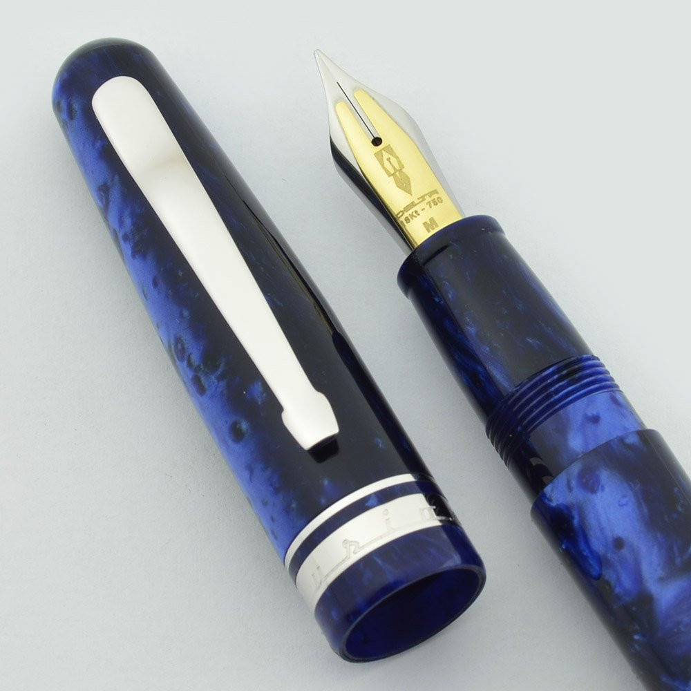 Delta Fusion 82 Fountain Pen - Blue Resin, Medium 18k Fusion Nib (Near Mint in Box)
