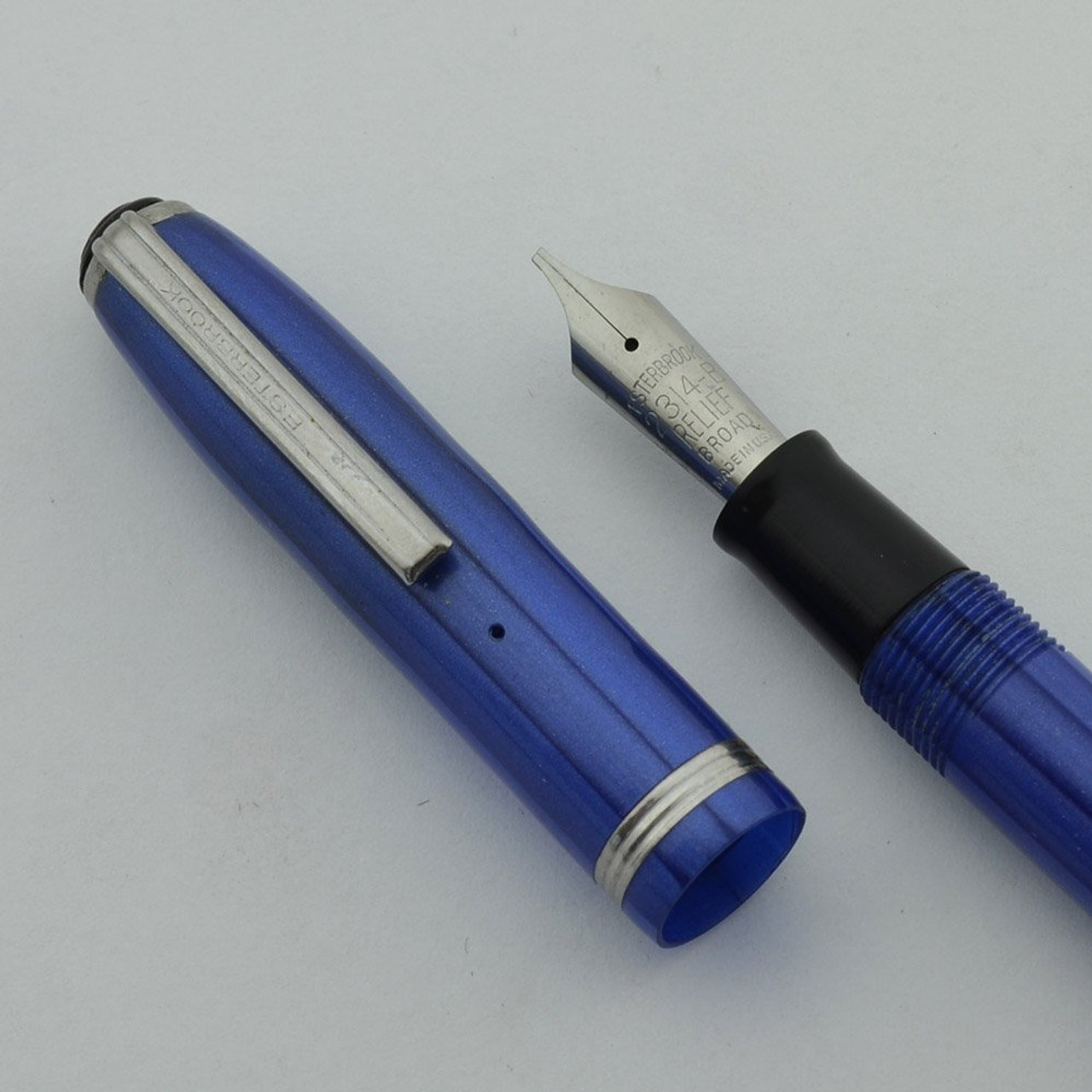 Esterbrook LJ Fountain Pen - Icicle Blue, 2314-B Relief Broad (Stub) Nib (Excellent +, Restored)