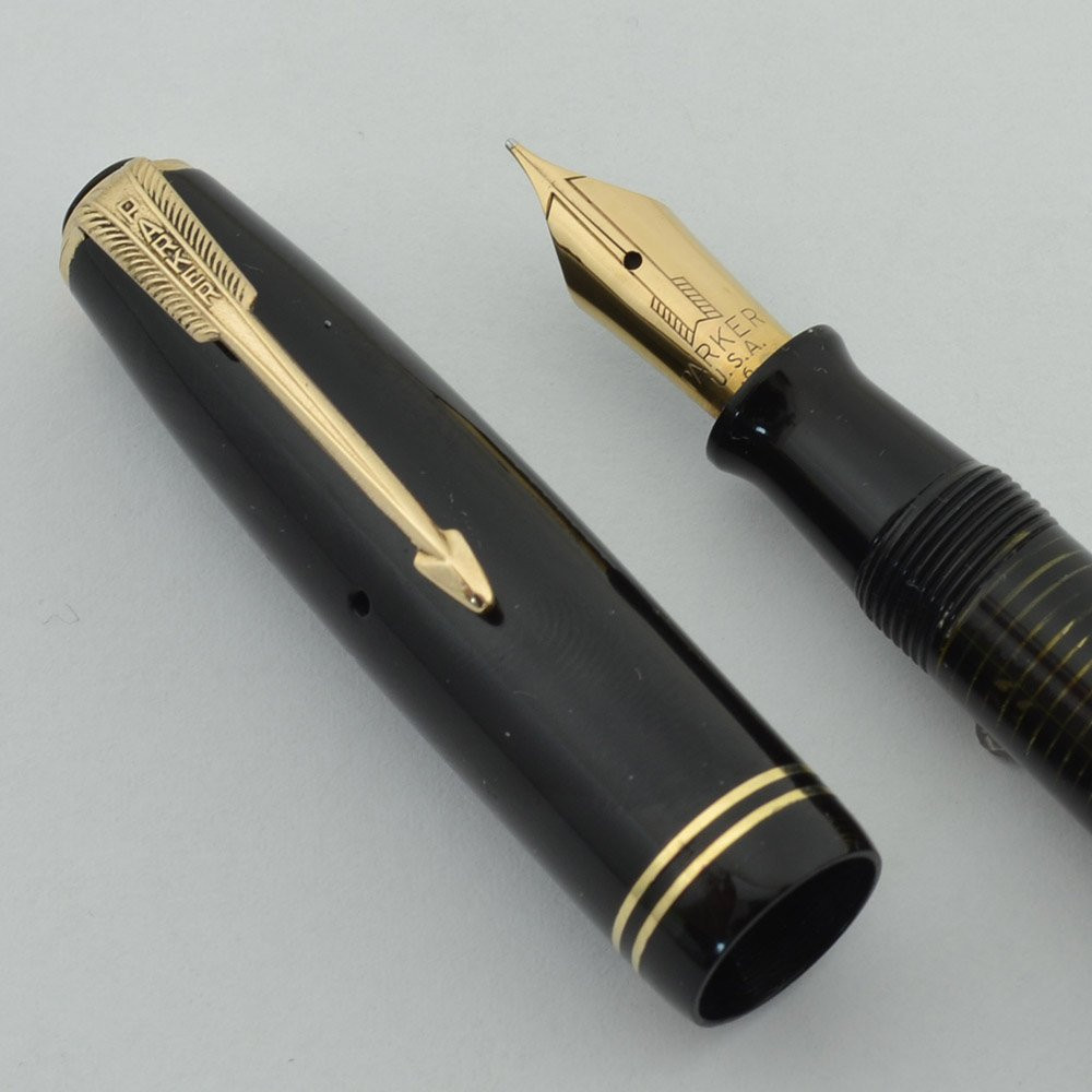 Parker Vacumatic Junior Fountain Pen (1947) - Laminated Black