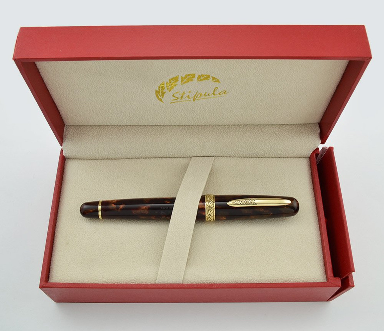 Stipula Etruria Fountain Pen - First Version, Amber Brown Cellulose Acetate, Piston Fill, Fine 18k Nib (Near Mint, In Box)