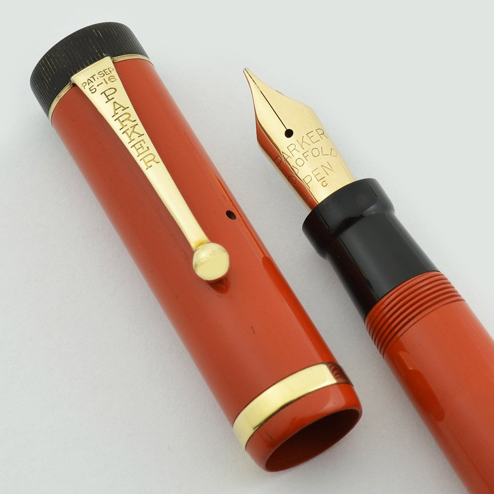Parker Duofold Senior Fountain Pen (1920s) - Red, Single Raised