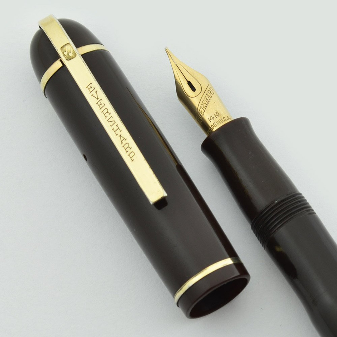 Eversharp Skyline Demi Fountain Pen - Brown Cap & Barrel, Flexible Fine (Very Nice, Restored)