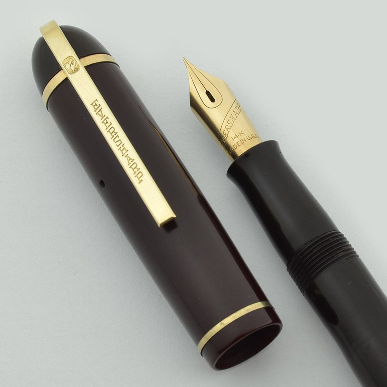 Eversharp Skyline Fountain Pen - Burgundy Cap & Barrel, Fine Manifold Nib (Excellent, Restored)