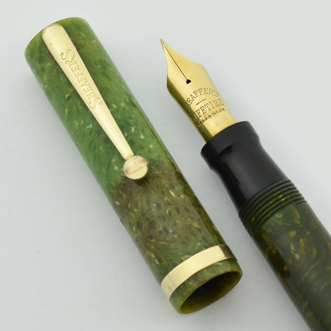 Sheaffer Lifetime Flat Top Oversized - 1920s, Jade Green, Fine (Very Nice, Restored)