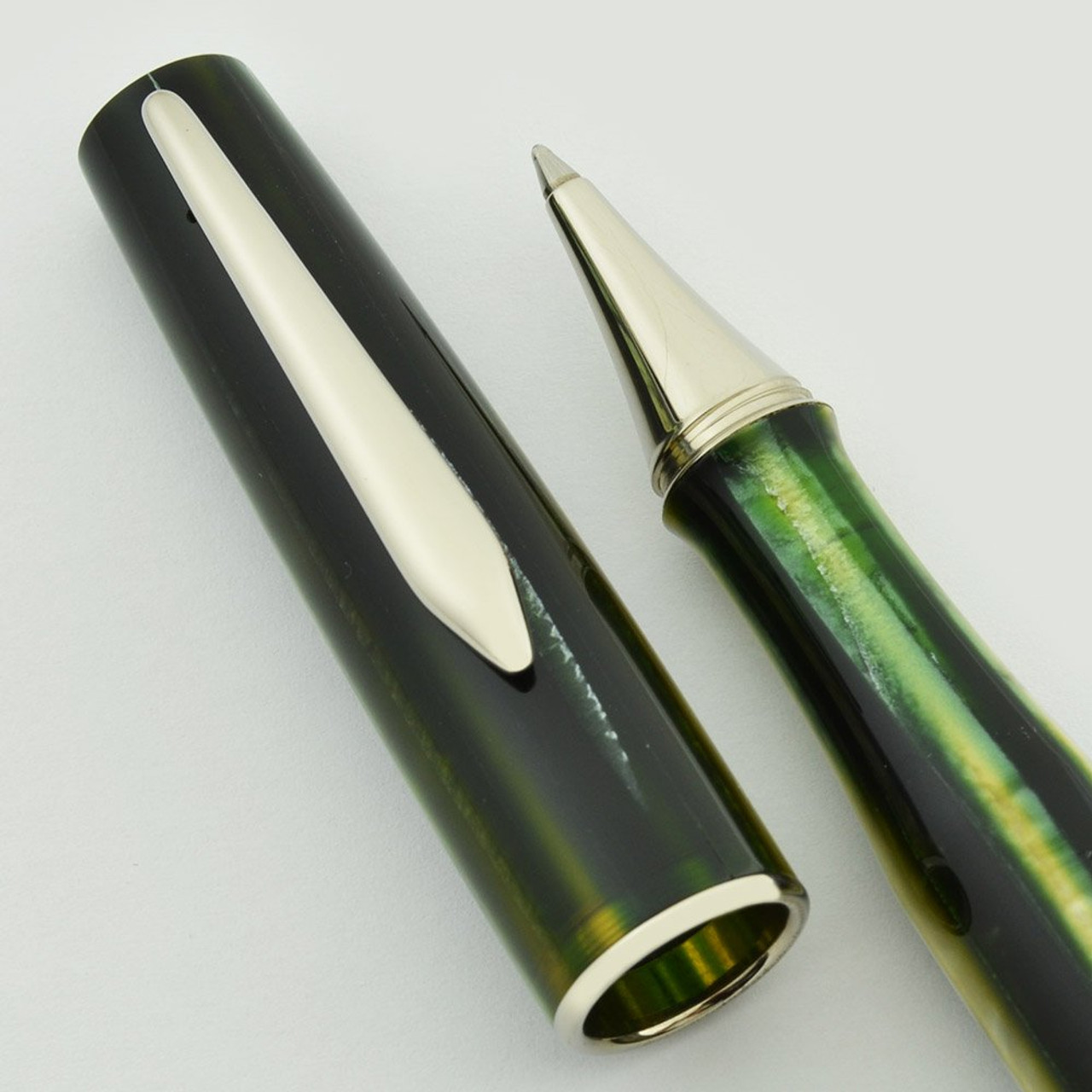 Stipula Duetto Rollerball Pen - Seaweed Green, Chrome Trim (Near Mint)