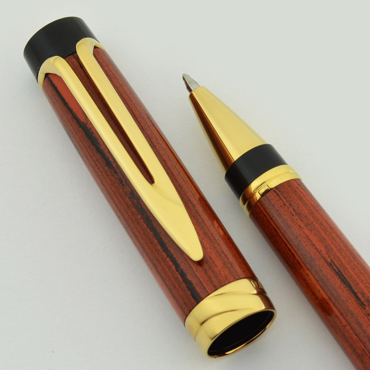 Waterman Liaison Rollerball Pen - Red Woodgrain Ebonite, Gold Trim (Near Mint in Box)