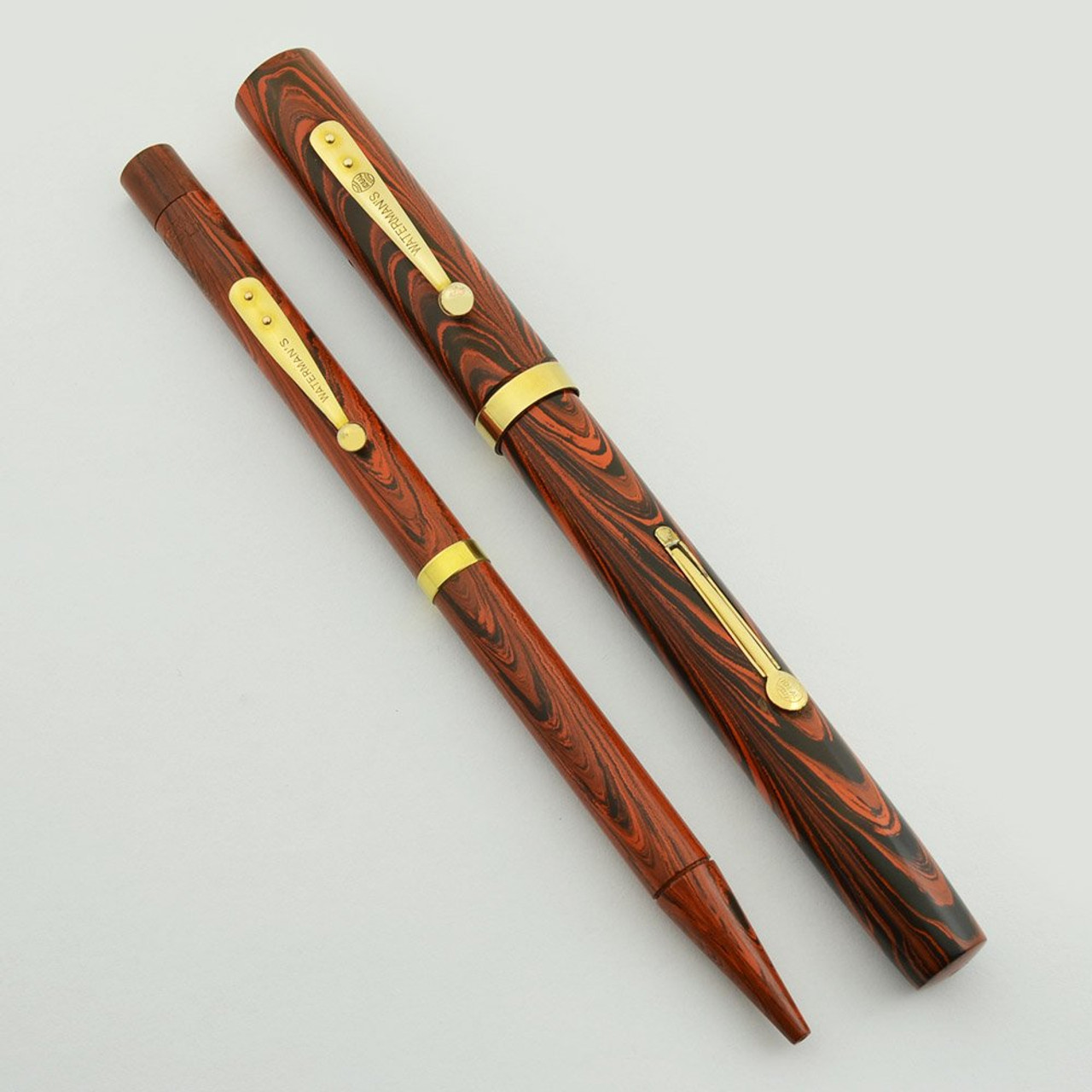 Waterman 52 Red Ripple Set - Mechanical Pencil & Fountain Pen, Fine Flexible New York Nib (Superior, Restored)