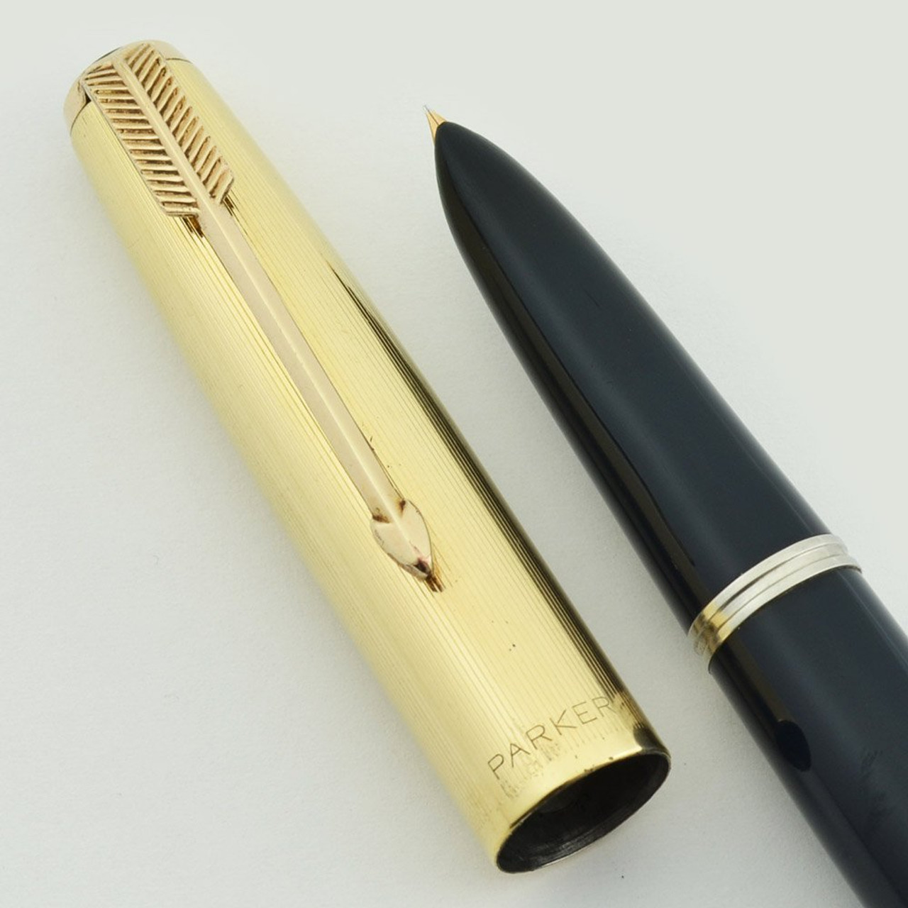 Parker 51 Vacumatic Demi 1947 - Cedar Blue, Gold Filled Cap, Arrow Clip, Extra Fine (Excellent, Restored)