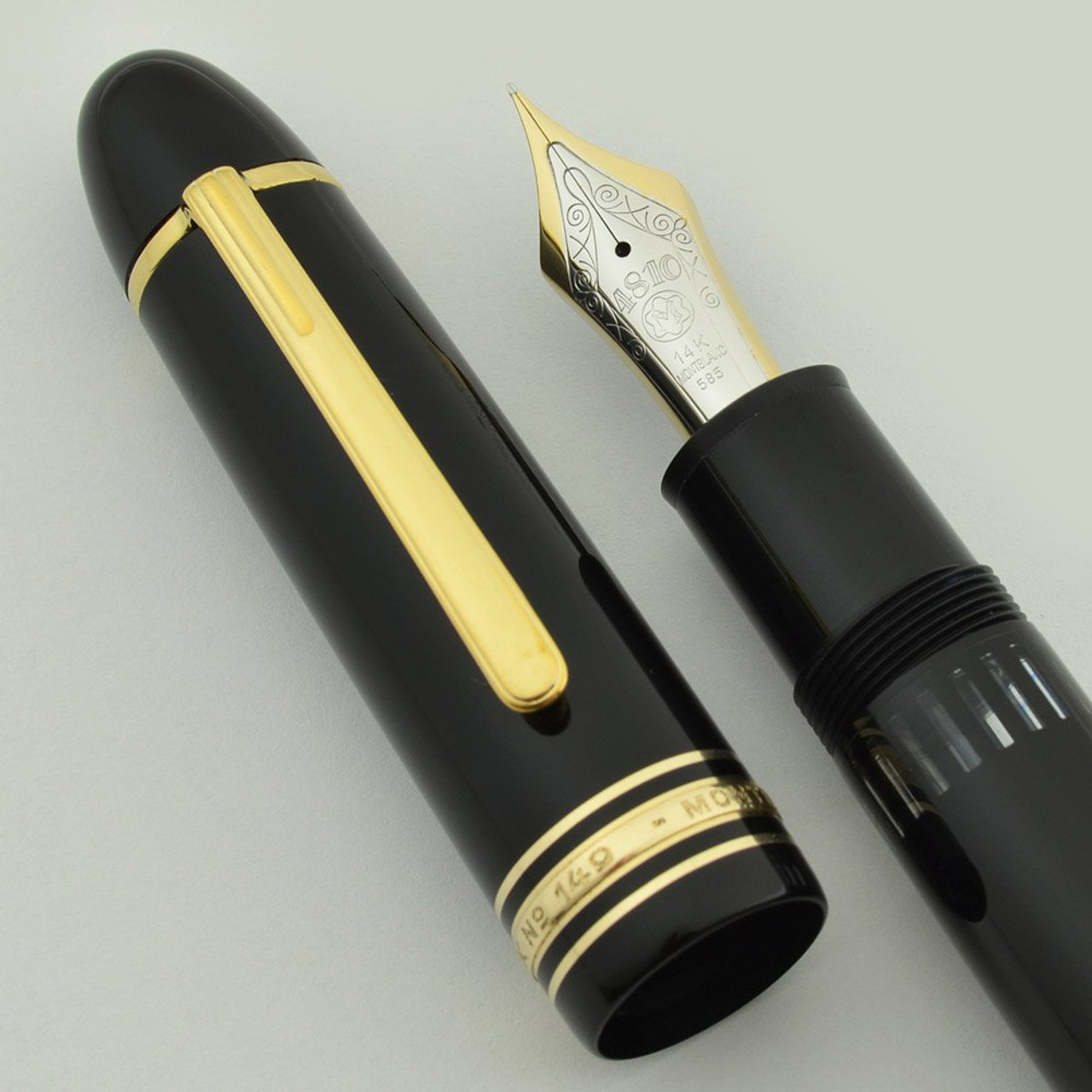 Montblanc Meisterstuck 149 Fountain Pen - 1980s, Basic Black, Piston Fill, 14k Extra Fine Nib (Excellent + in Box, Works Well)