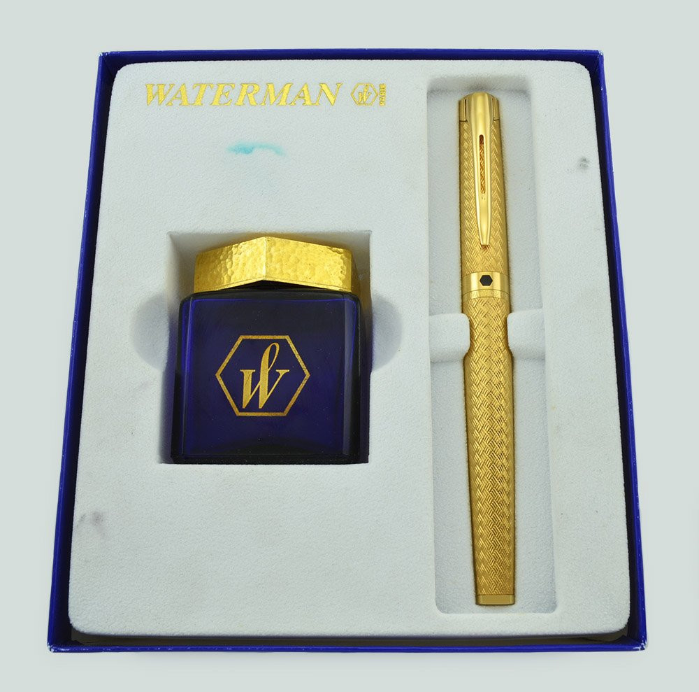 Waterman L'Etalon Fountain Pen - Gold Plated, Basket Weave, Medium