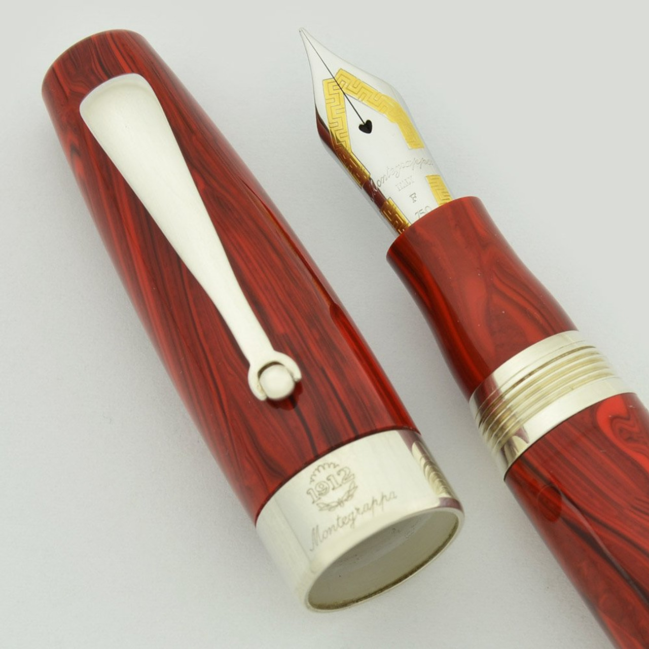 Montegrappa Classica Fountain Pen - Cinnamon Celluloid, Sterling Trim, 18k Fine (Near Mint in Box, Works Well)