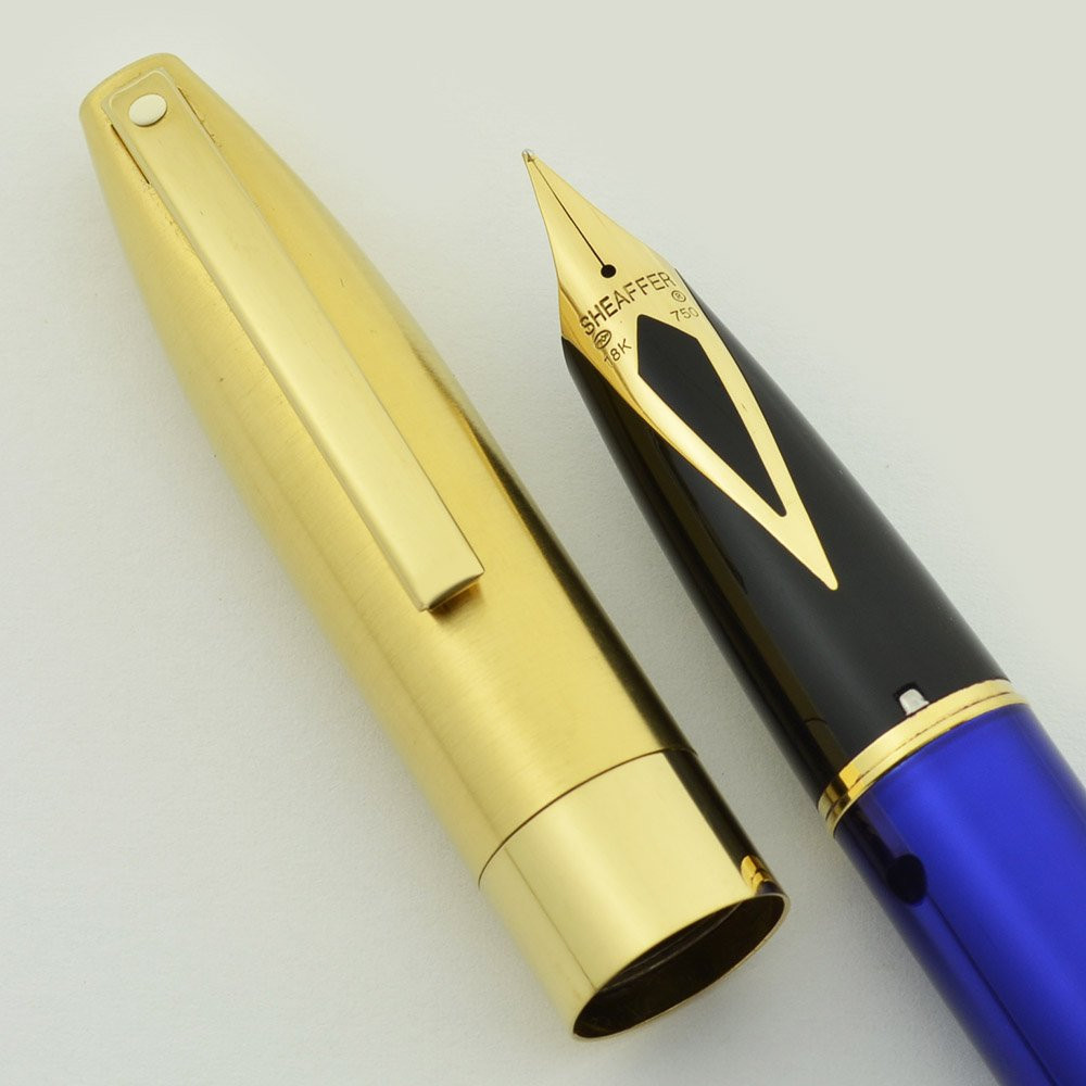 Sheaffer Legacy 1 Fountain Pen - Brushed Gold, Blue Body, 18k