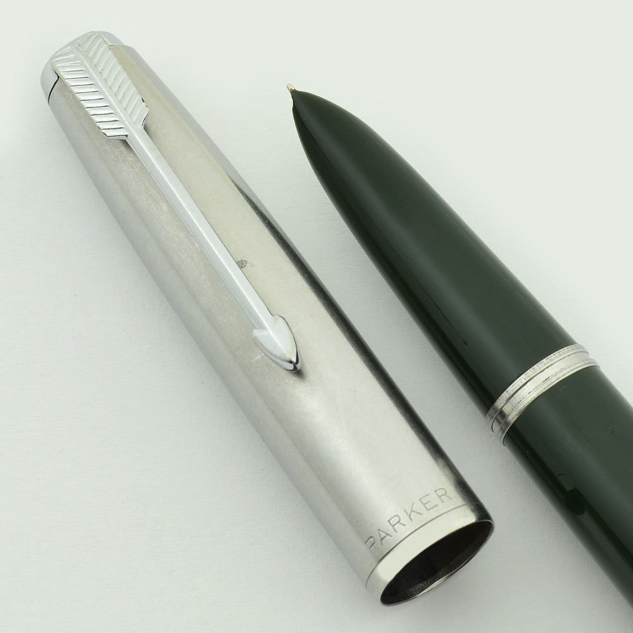 Parker 51 Aerometric Demi - Forest Green, Lustraloy Steel Cap, Fine Gold Nib (Very Nice, Works Well)