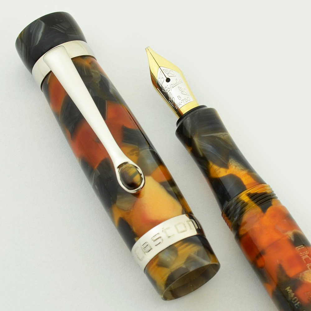 Stipula I Castoni Tiger's Eye Fountain Pen - 18k Stub Nib (Near