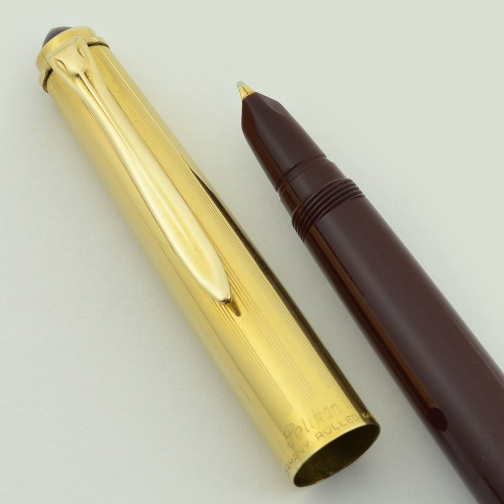 Pelikan P1 Fountain Pen (1958-63) - Dark Red, Gold Plated Cap