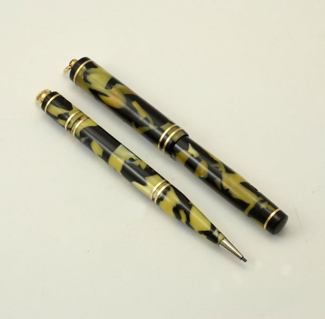 Wahl Fountain Pen Set  - Ring Top, Black & Pearl, #2 Signature Flex Nib (Superior, Restored)