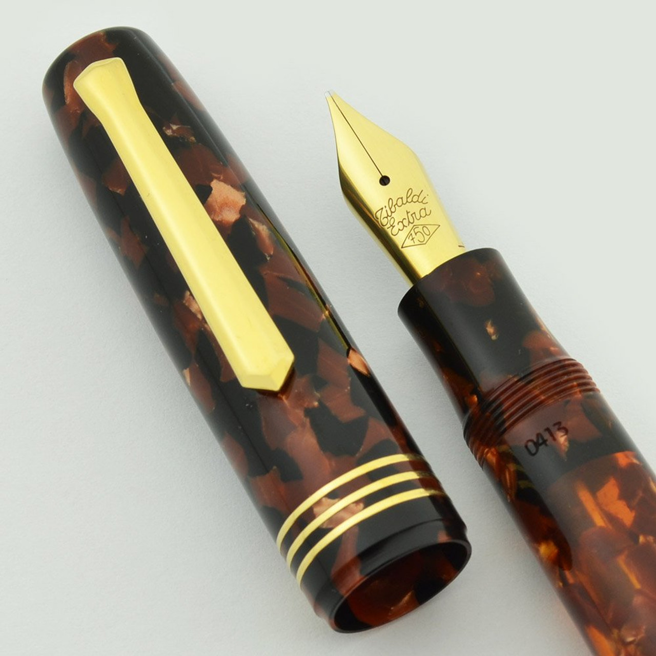 Tibaldi Iride LE Fountain Pen - Transparent Red Celluloid, 18k Broad Nib (Superior in Box, Works Well)