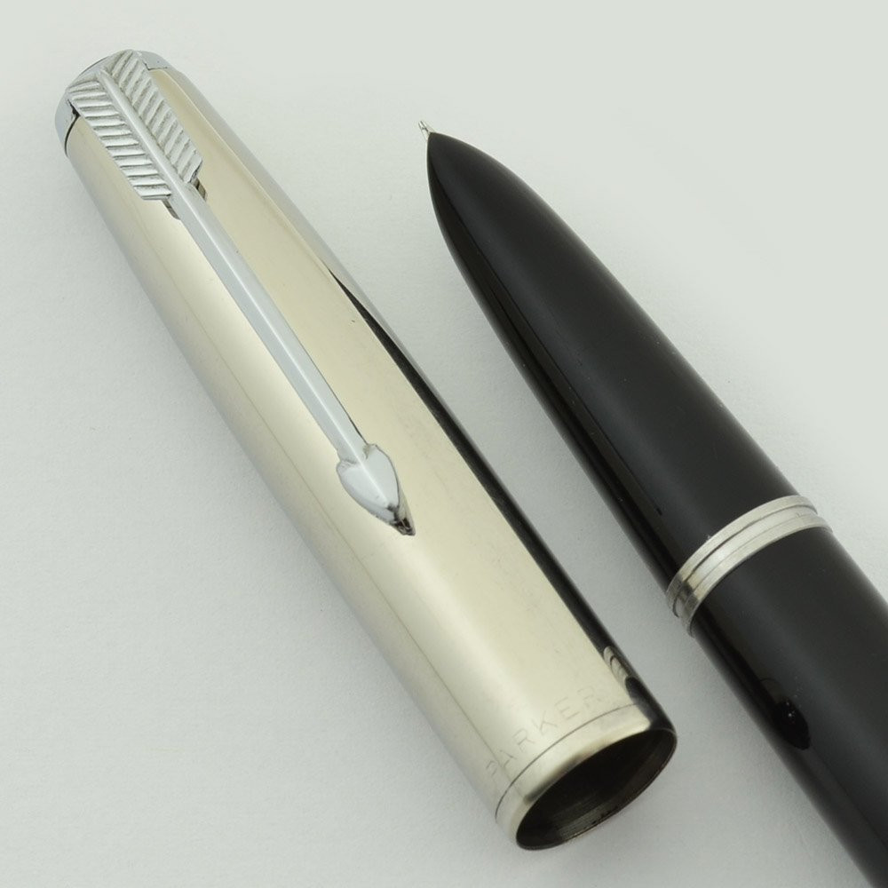 Parker 51 Special Aerometric - Black, Demi, Shiny Steel Cap, Fine Nib (Excellent +, Works Well)