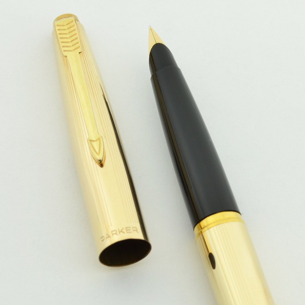 Parker 45 Insignia Fountain Pen - Parallel Lines, GT, Medium 14k Nib (Very Nice, Works Well)