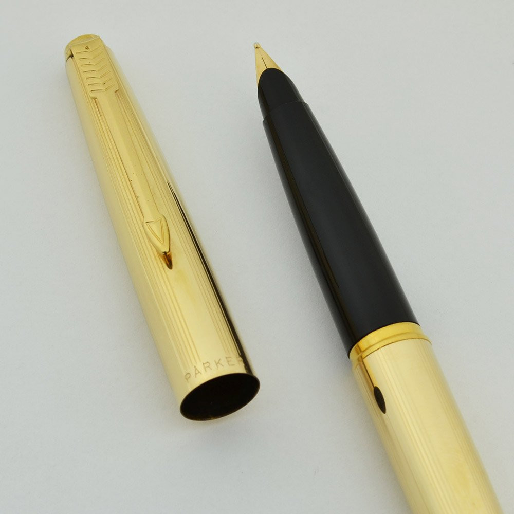 Parker 45 Insignia Fountain Pen - Parallel Lines, GT, Broad 14k