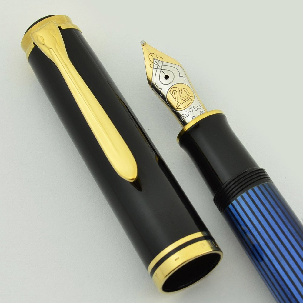 Pelikan M800 Souveran Fountain Pen - Blue and Black, 18k Medium