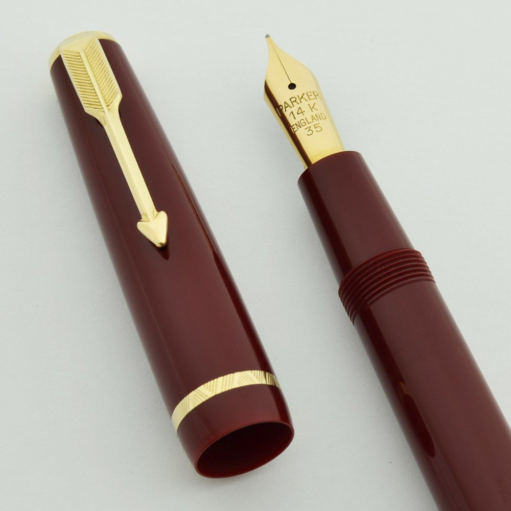 Parker Duofold UK Senior (1950s) - Red, Aerometric, 14k Fine