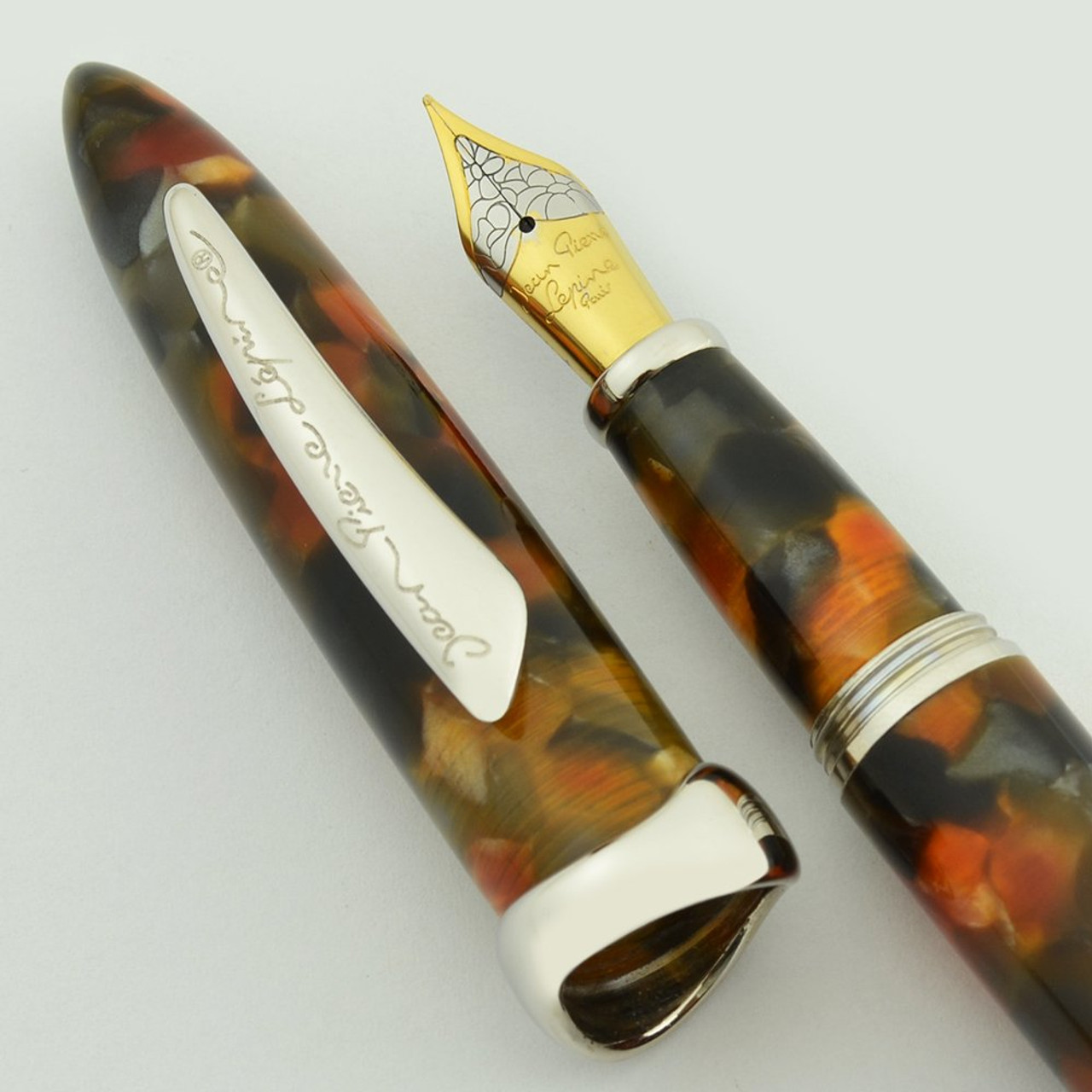 Jean Pierre Lepine Casanova Fountain Pen - Orange & Brown Mosaic, Fine (Near Mint in Box, Works Well)