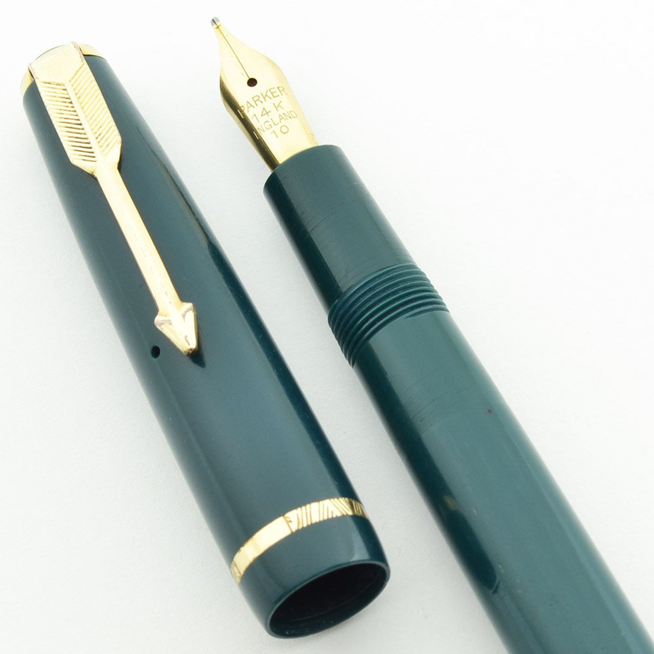 Parker Victory Mk V - Aerometric, Green, 14k Broad (Very Nice, Works Well)