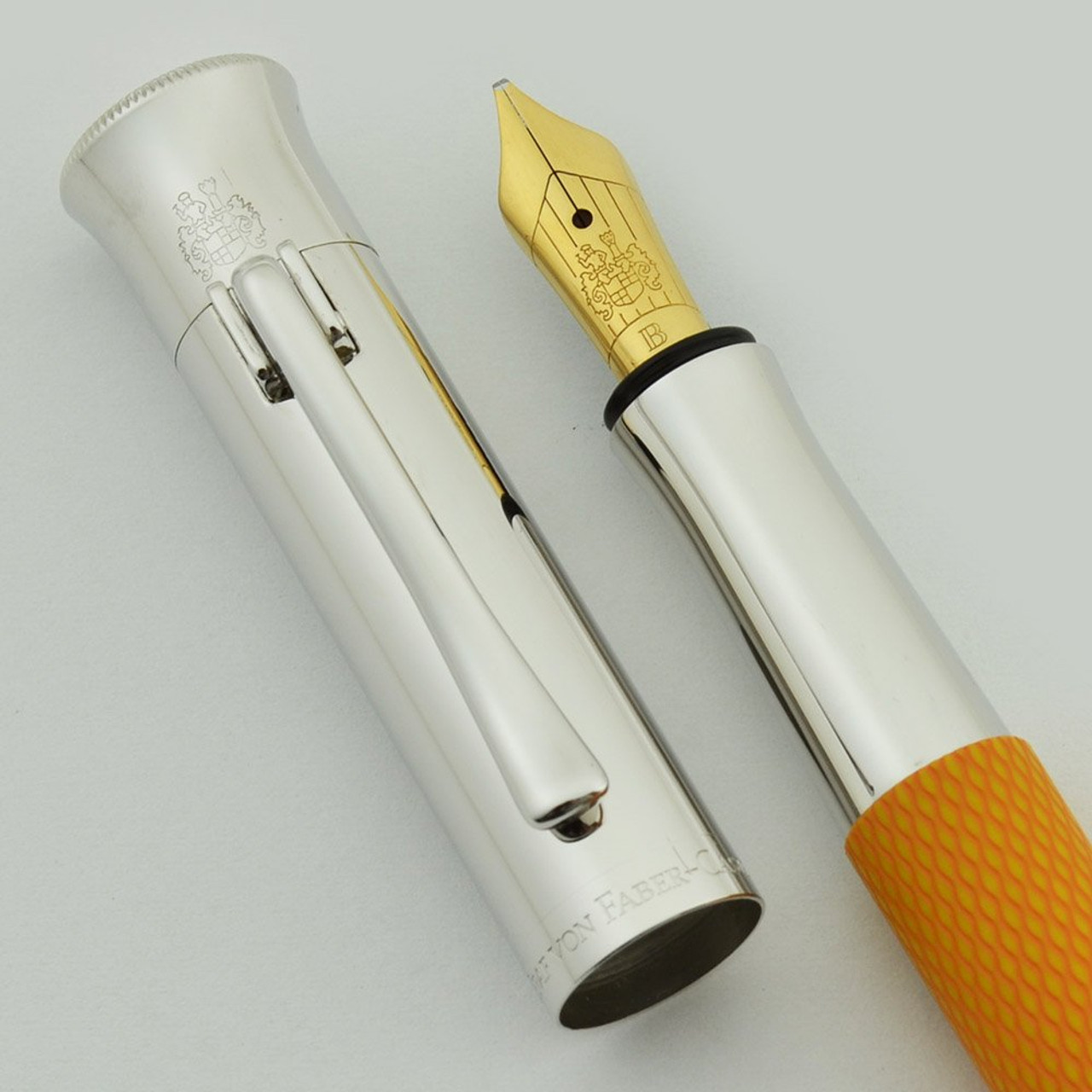 Graf von Faber-Castell Guilloche Fountain Pen - Sahara Yellow, Medium-Fine  Italic 18k Nib (Excellent + , Works Well)