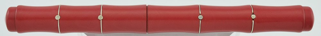 Ranga Ebonite Slim Bamboo Fountain Pen - Sterling Wires, Smooth Pink Ebonite, JoWo #6 Nibs
