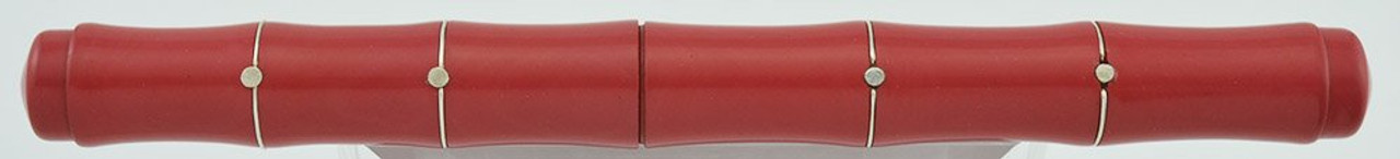 Ranga Ebonite Slim Bamboo Fountain Pen - Sterling Wires, Smooth Pink Ebonite, JoWo #6 Nibs