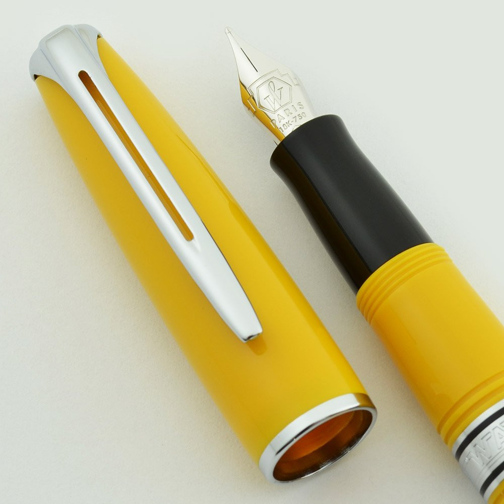 Waterman Charleston Fountain Pen - Yellow, Chrome Trim, Medium 18k