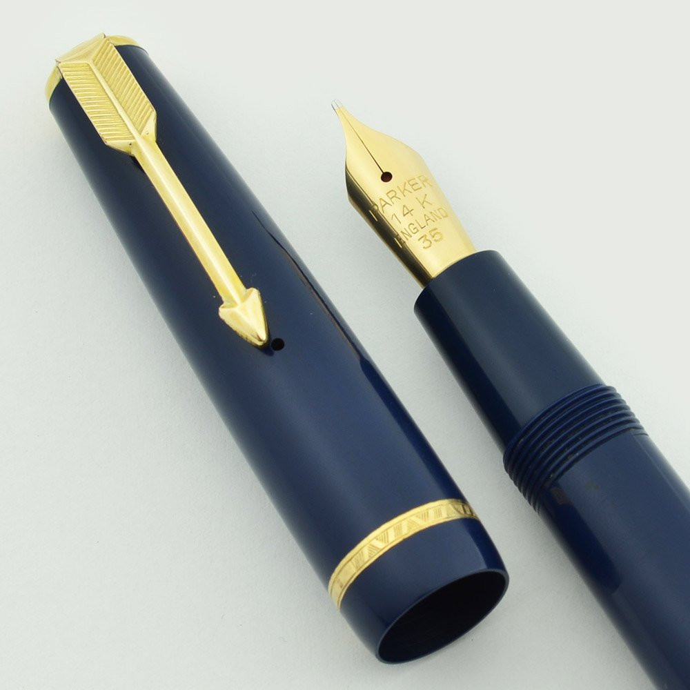 Parker Duofold UK Senior (1950s) - Blue, Aerometric, 14k Broad