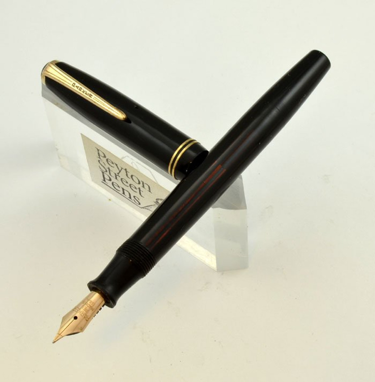 Parker Duovac Vacumatic  Filler-  Full Size, 1941, Black with Striped Window, Fine (Excellent, Restored)