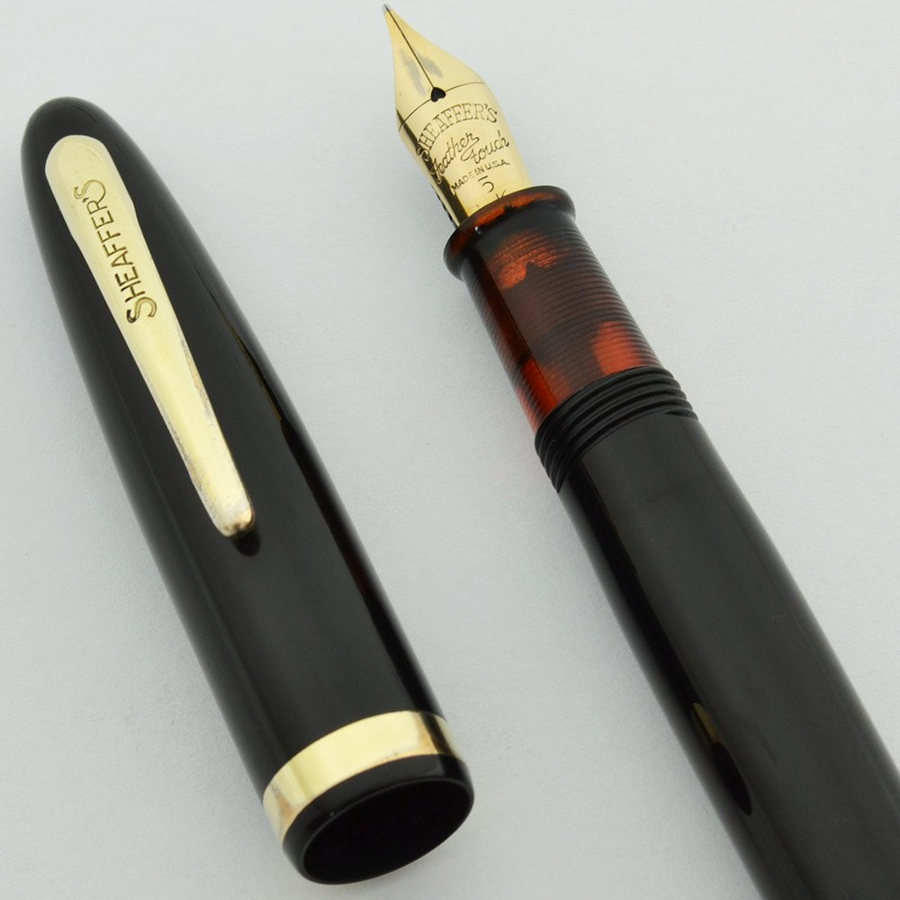 Sheaffer Admiral Touchdown - Black, 14k Fine Feather Touch Nib (Excellent +, Restored)