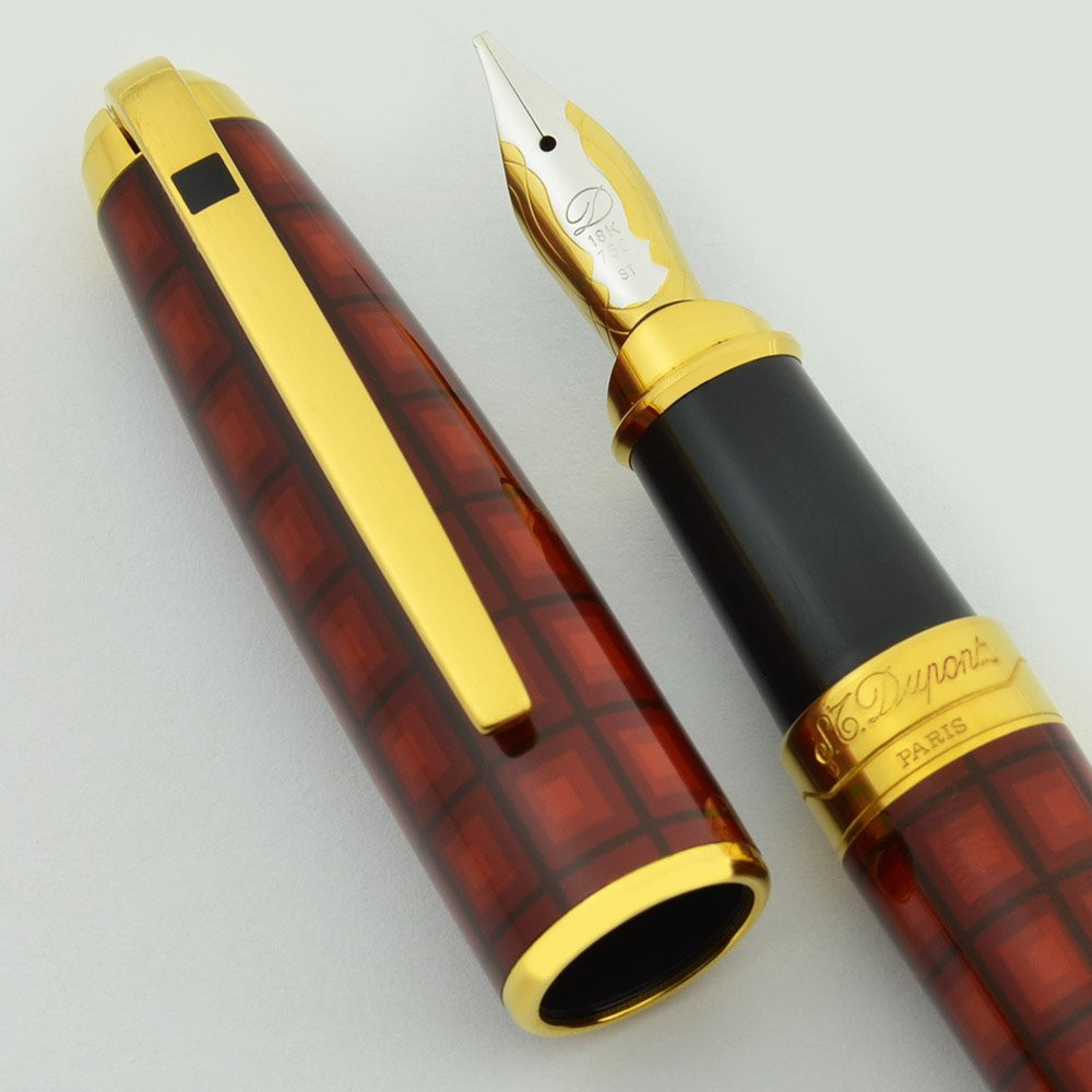 ST Dupont Olympio Fountain Pen - Oversize, Vertigo Lacquer, 18k Stub Nib (Superior, Works Well)