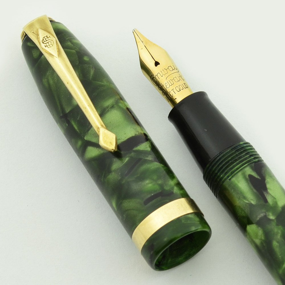 Conway Stewart 84 Fountain Pen - Marbled Green, Medium 14k Nib