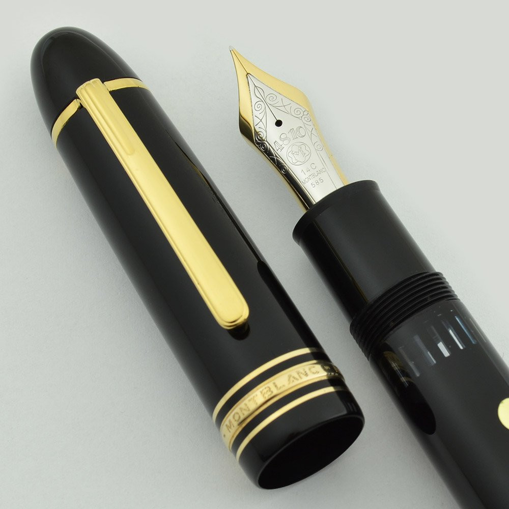 Montblanc Meisterstuck 149 Fountain Pen - 1980s, Basic Black, Piston Fill, 14c Fine Nib (Superior, Works Well) - 13336