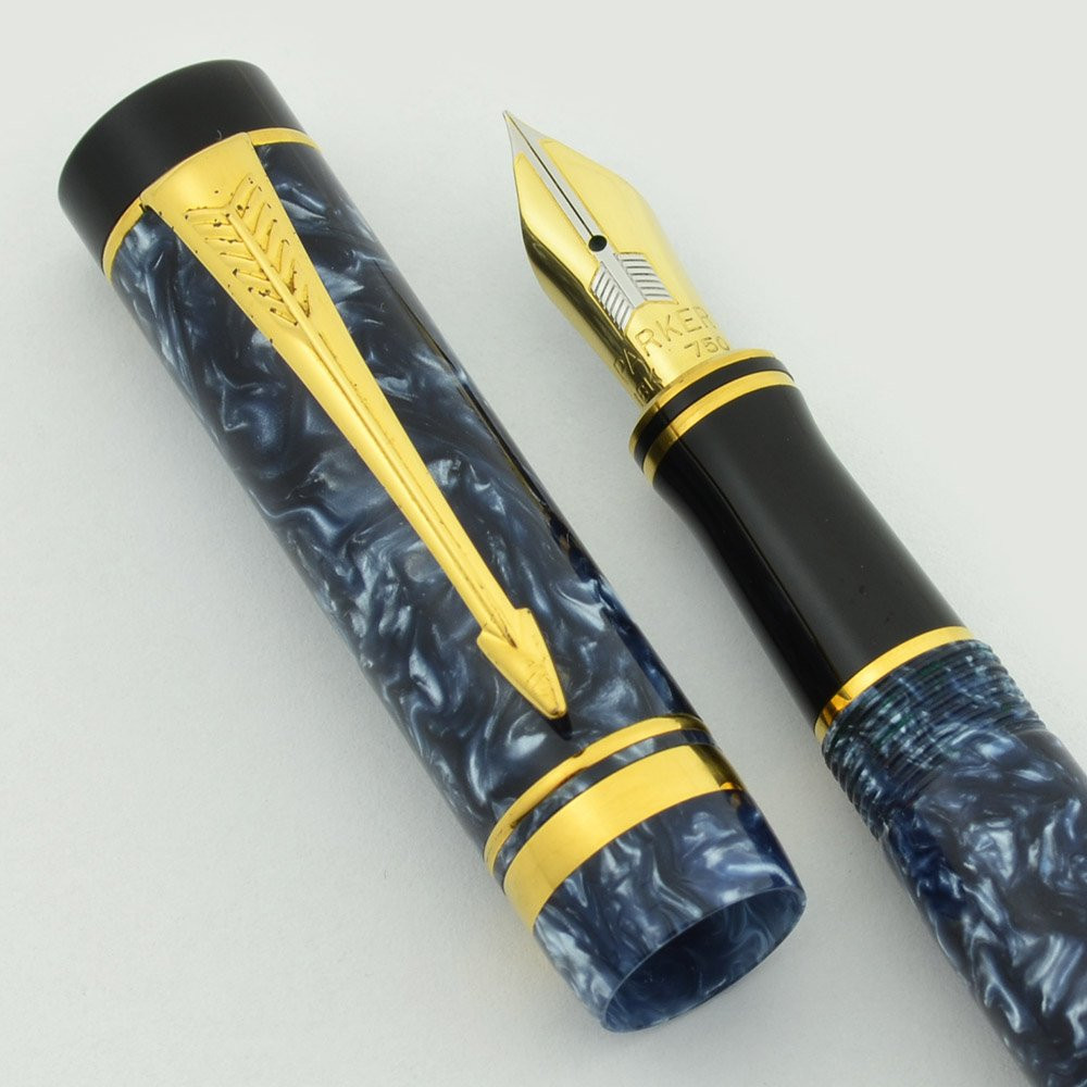 【激レア】PARKER DUOFOLD マーブルブルー Parker Duofold International Fountain Pen - Mark 1, Blue Marble
