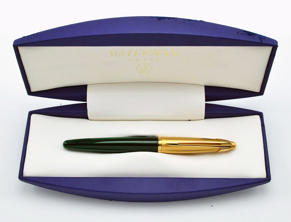 Waterman Edson Fountain Pen - Emerald Green, Medium 18k Nib (Near