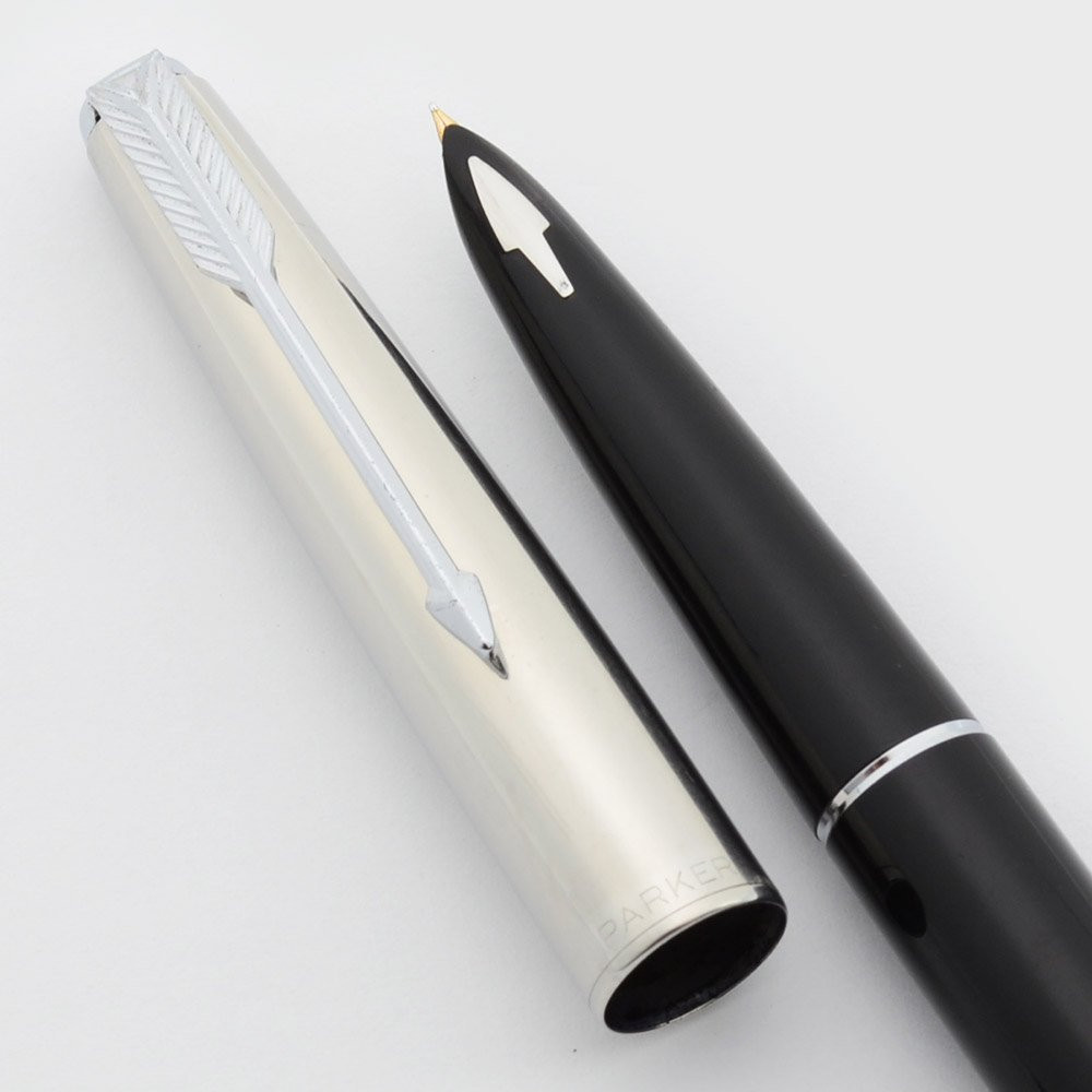 Parker 61 Fountain Pen - Mark II, Black w Smooth Steel Cap, Fine 14k ...