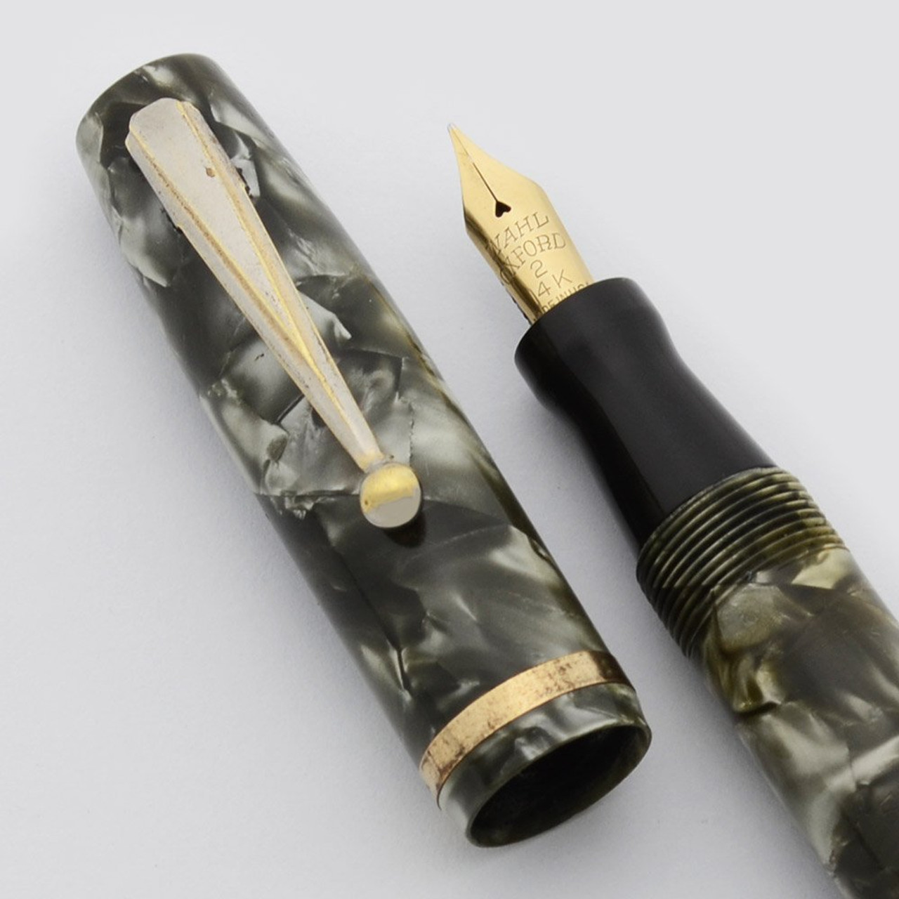 Wahl Oxford Regular Fountain Pen - Grey Pearl, Flexible Wahl Oxford #2 Nib (Excellent, Restored)