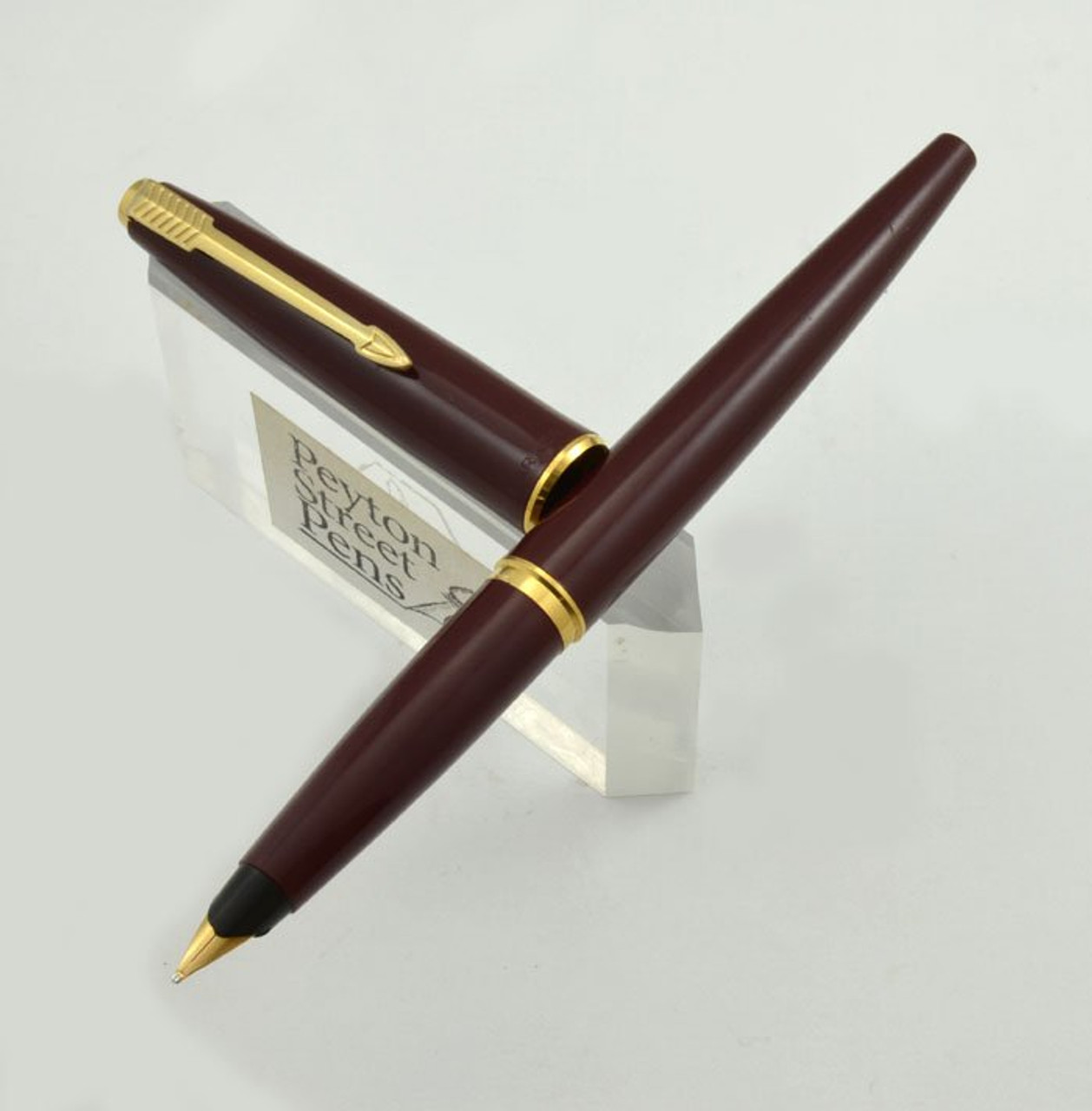 Parker 45 Fountain Pen - Burgundy, Gold Trim, Medium 14k Nib (Very Nice, Pre-Owned)