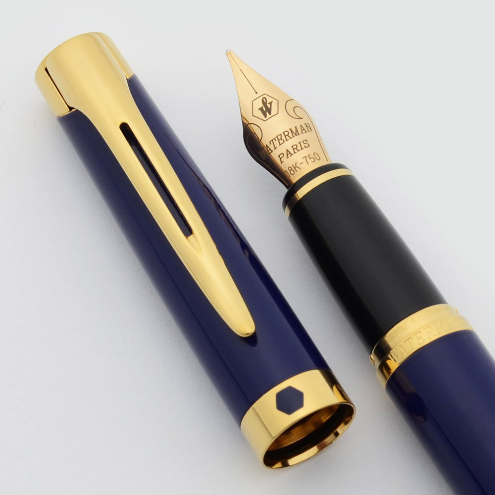 Waterman L'Etalon Fountain Pen - Blue Lacquer, GP Trim, Medium 18k