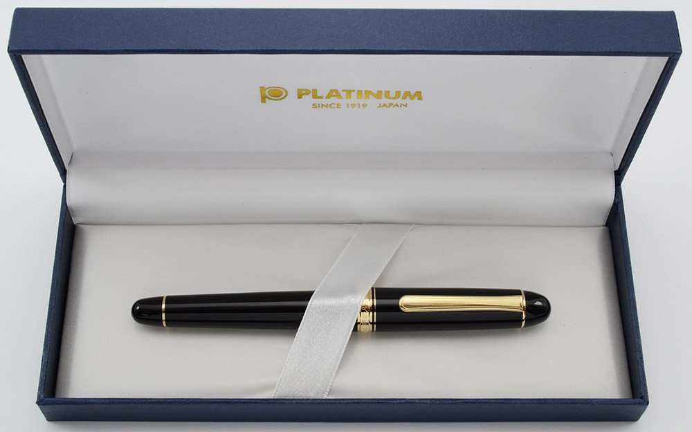 Platinum 3776 Fountain Pen - Black w Gold Plated Trim, 14k Music