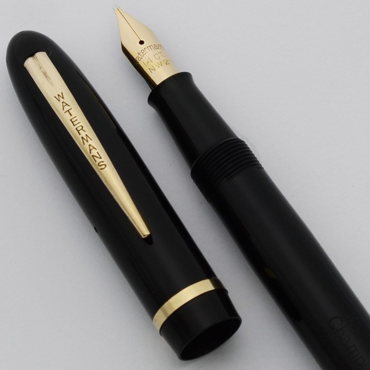 Waterman Champion 501 Fountain Pen (England, 1940s) - Black, Semi-flexible Medium (Superior, Restored)
