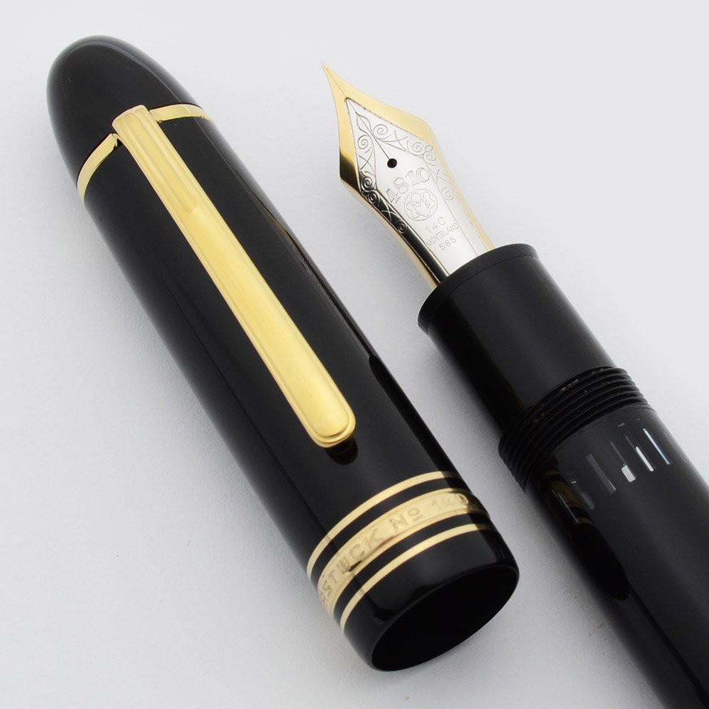 Montblanc Meisterstuck 149 Fountain Pen - 1980s, Basic Black, Piston Fill, 14c Fine Nib (Excellent, Works Well)